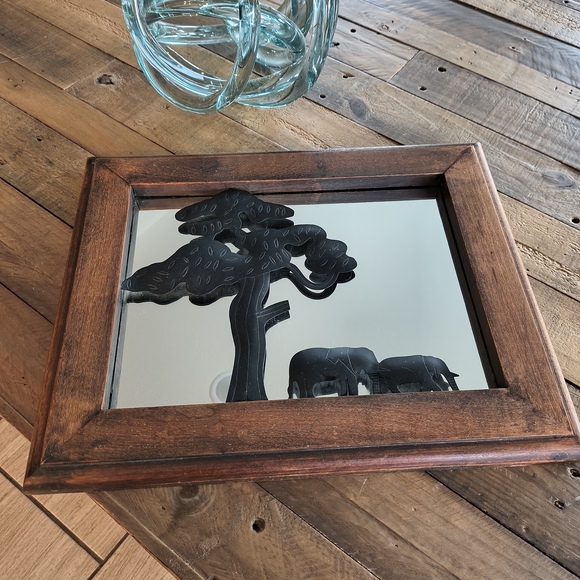 Rustic Brown Wood and Metal Framed Elephant Wall Art - Picture 1 of 4